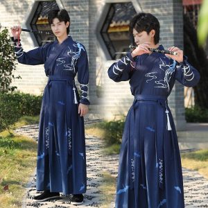 costume kimono samourai bleu