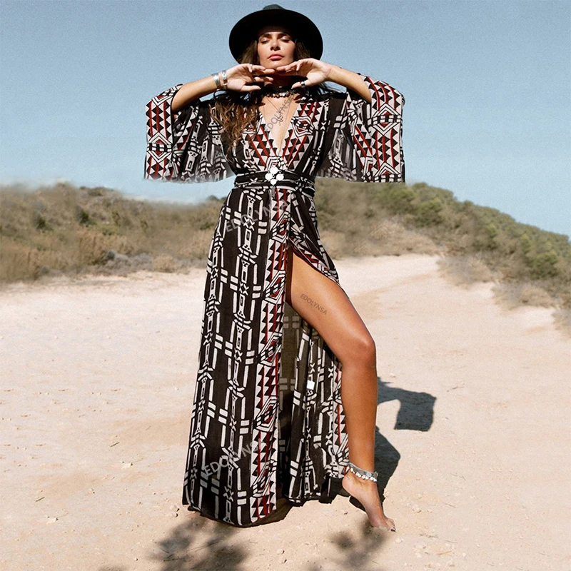 vêtement long bohème imprimé ethnique