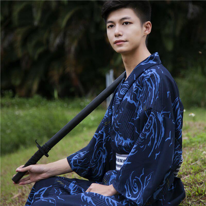 kimono coton bleu