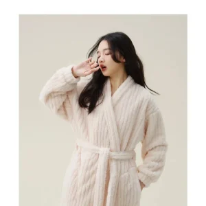 peignoir kimono femme épais blanc