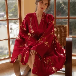 kimono long élégant rouge