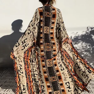 kimono bohème long imprimé ethnique