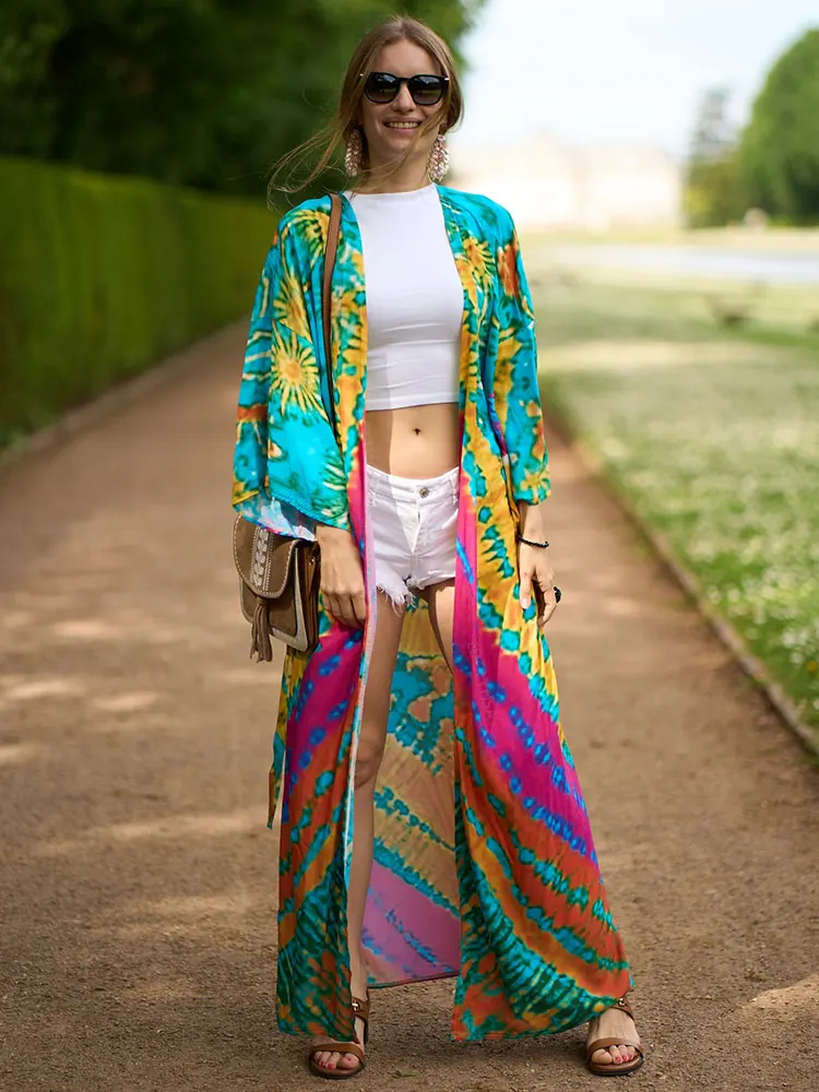 kimono estival femme arc-en-ciel