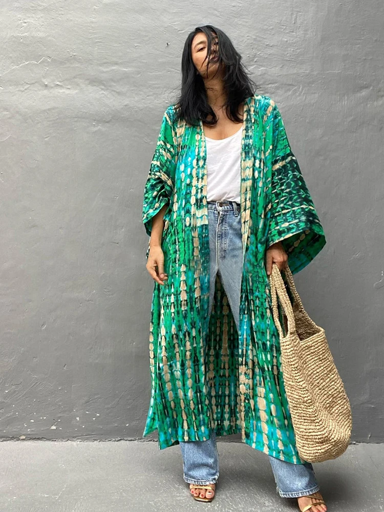kimono tie dye vert mode estivale