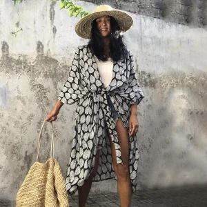 kimono de plage léger noir