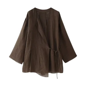 veste kimono femme marron