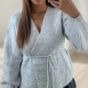 kimono cardigan hiver type laine gris