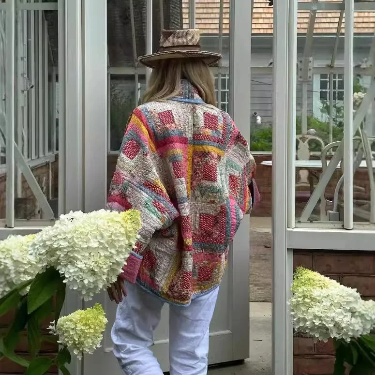 veste femme style kimono patchwork