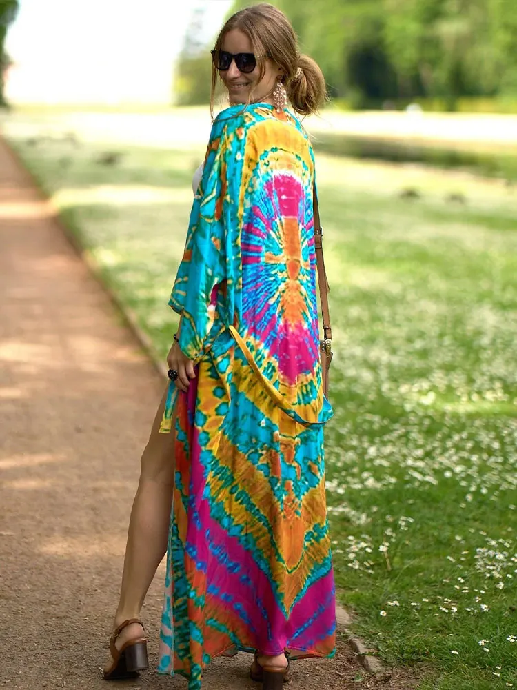 kimono été femme long arc-en-ciel