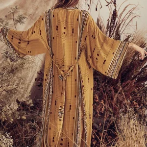 kimono bohème long ocre