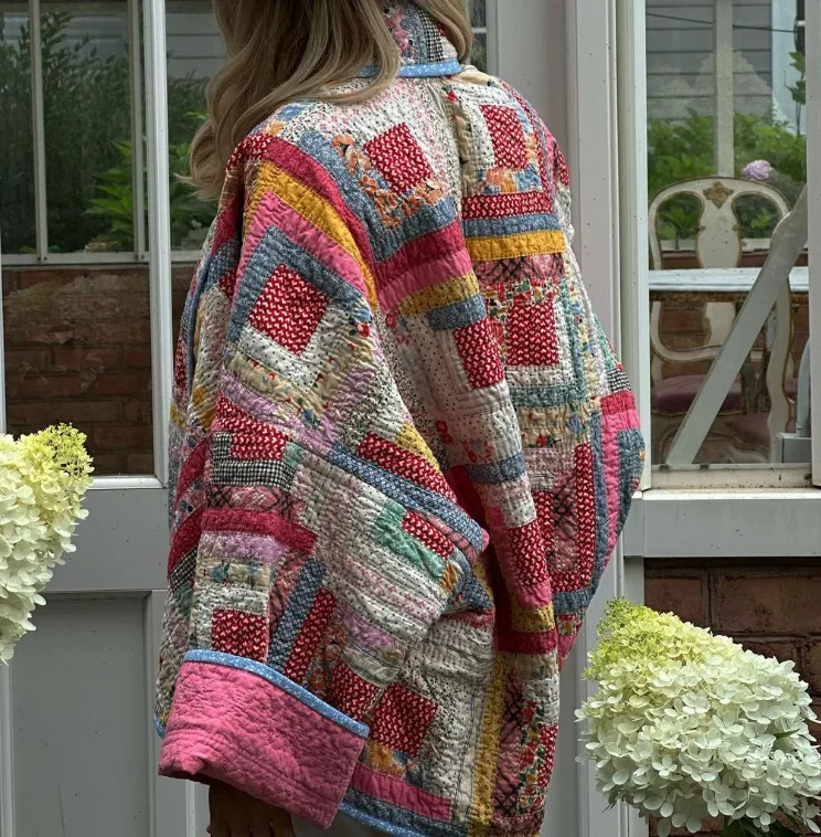 kimono femme en patchwork coloré