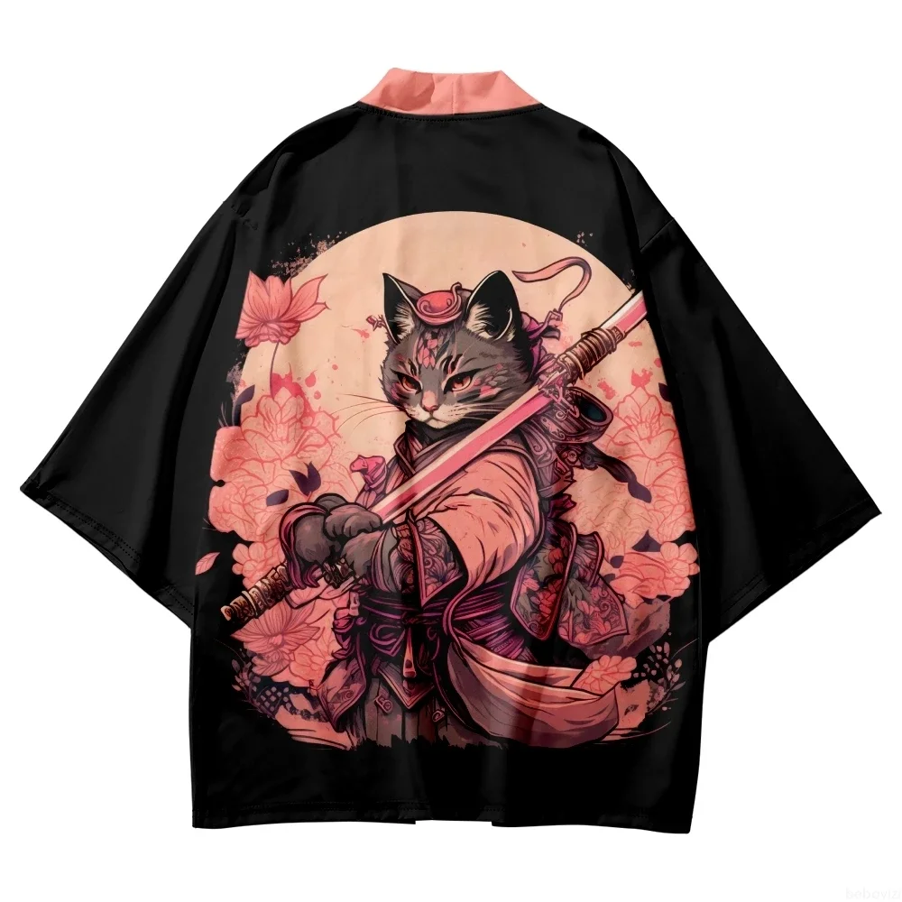 veste kimono homme noir et rose
