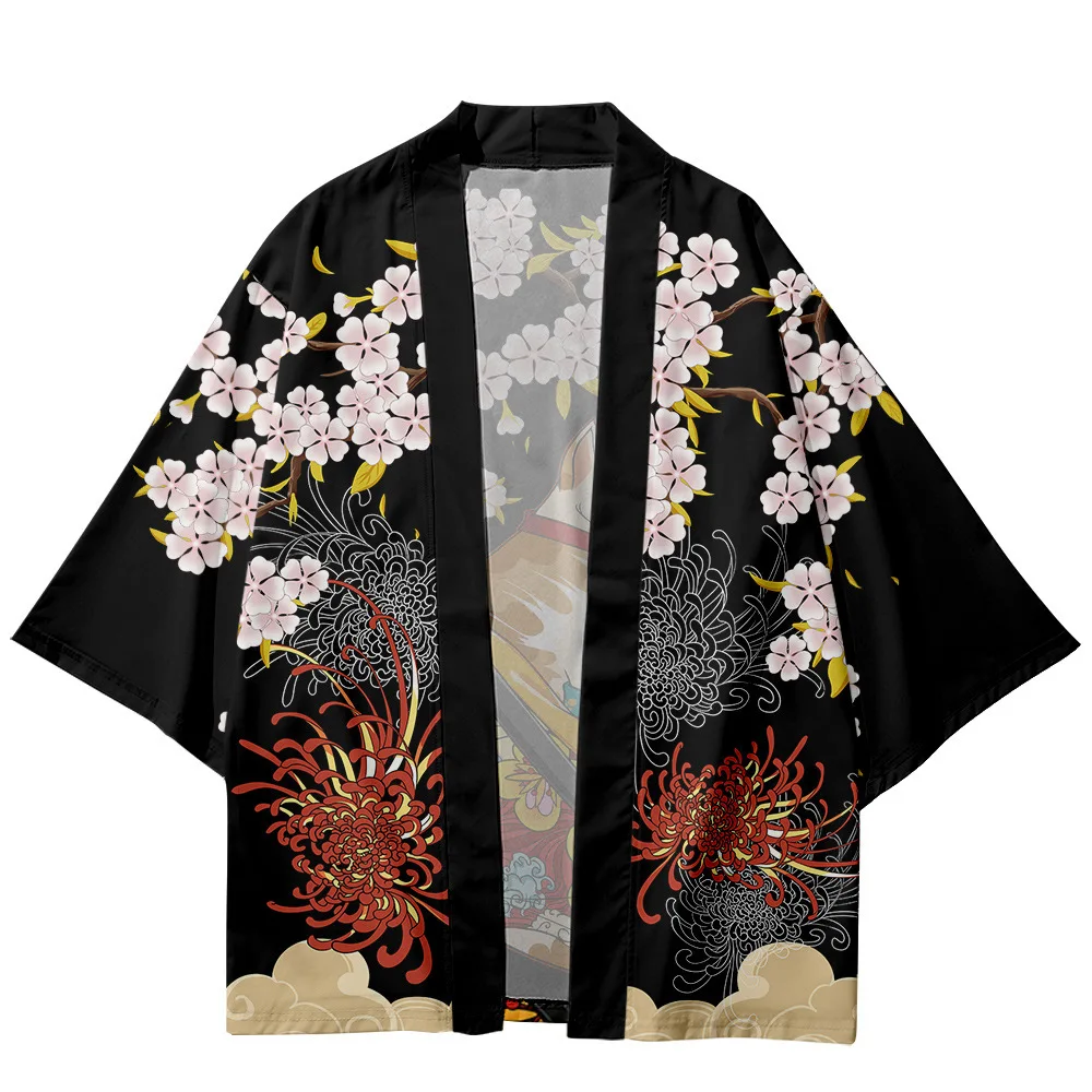 kimono noir pour enfant avec chat