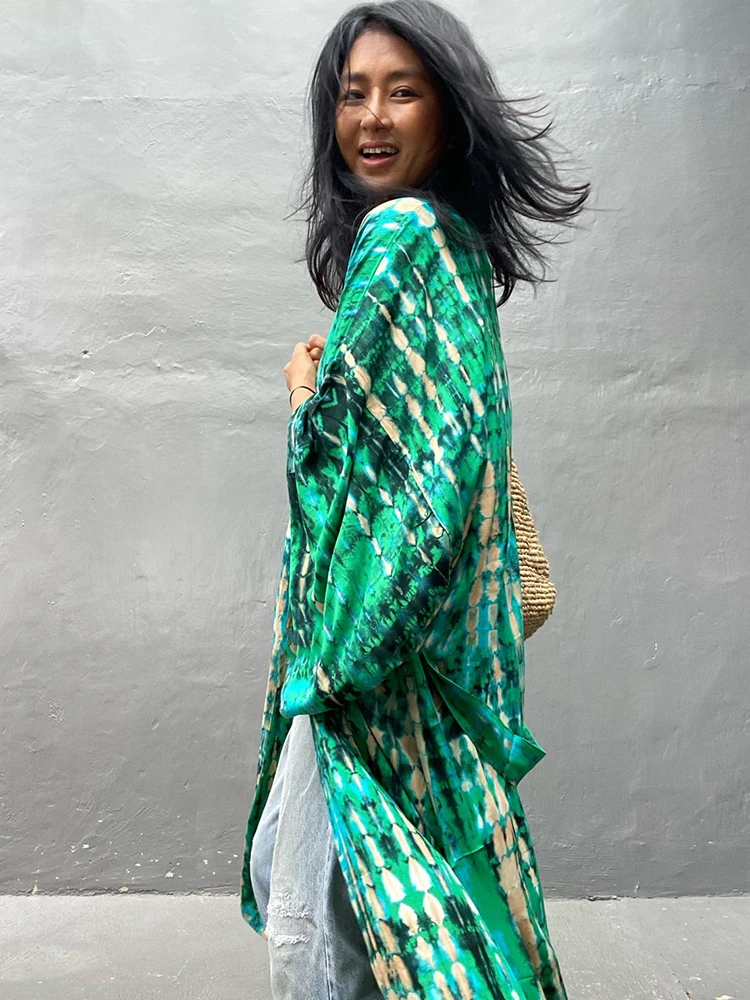 kimono léger vert pour les vacances