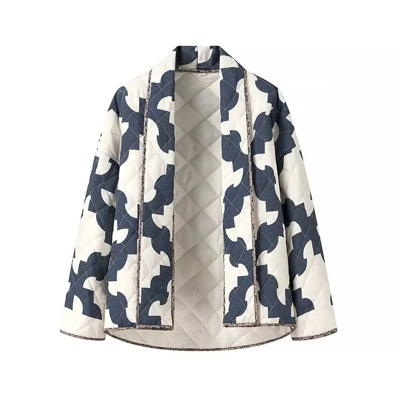 veste kimono matelassée rétro bleu