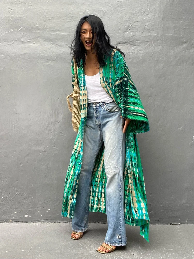 kimono tie dye vert pour l'été
