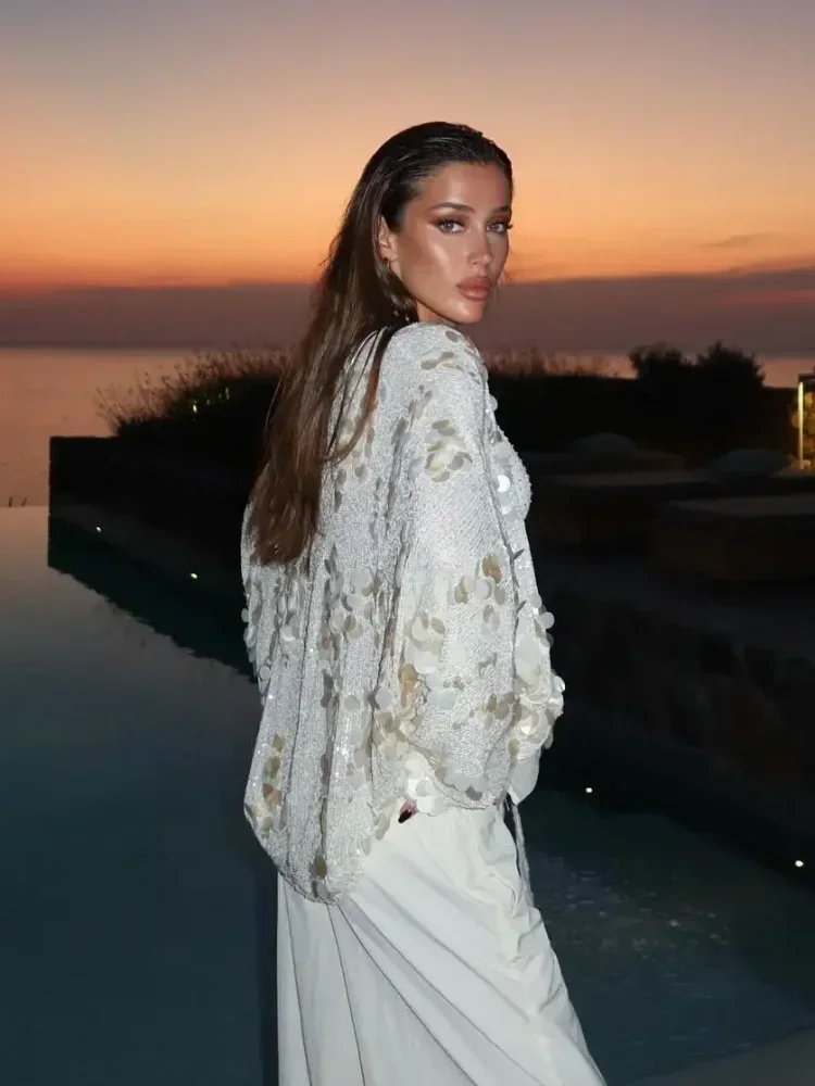 veste style kimono paillettes