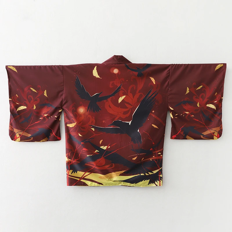kimono japonais unisexe oiseau noir