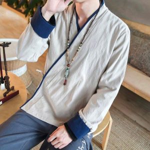veste kimono homme grise