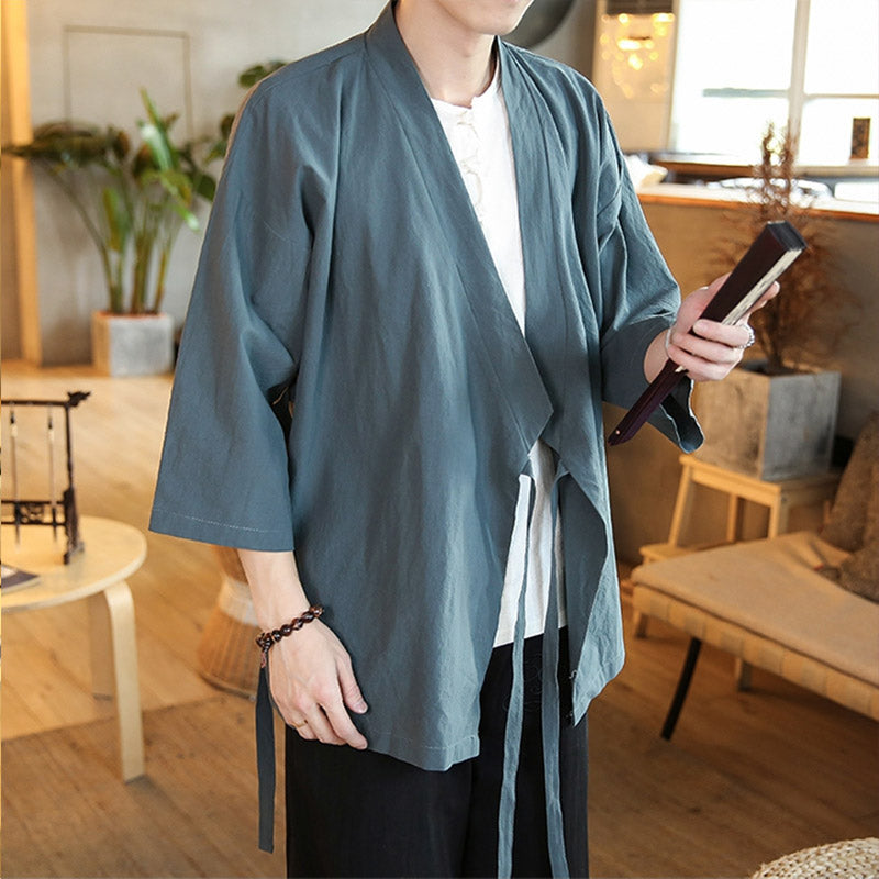 kimono vert uni pour femme