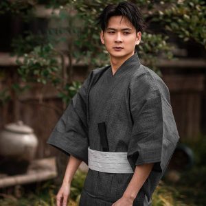 kimono yukata long noir