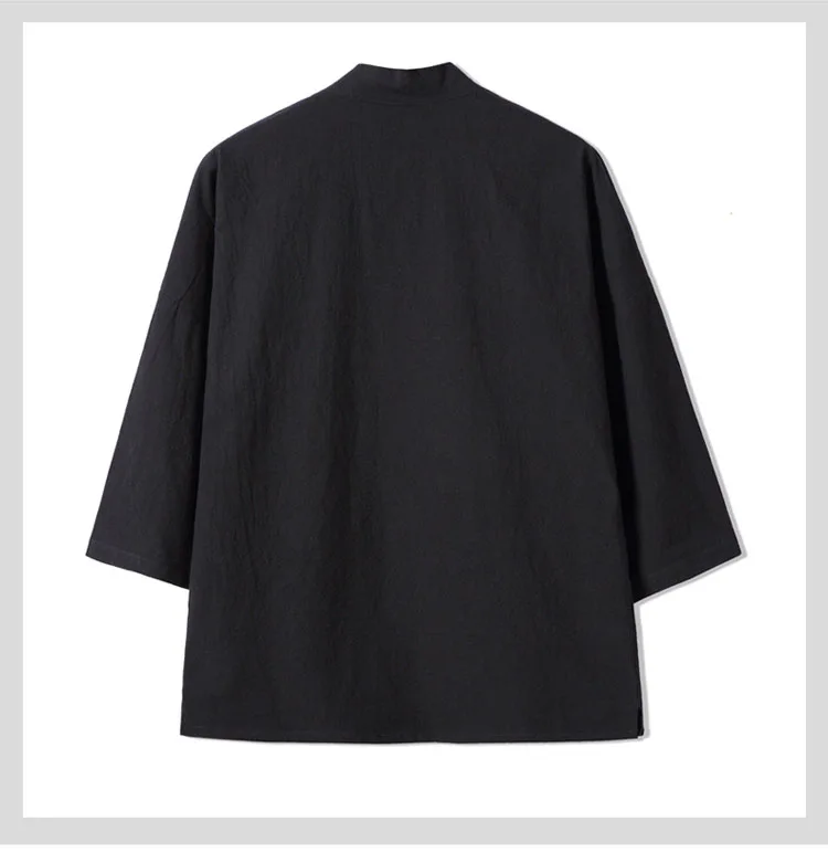 veste kimono homme en grue noire