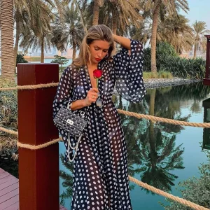 Kimono De Plage Grand À Carreaux Noirs