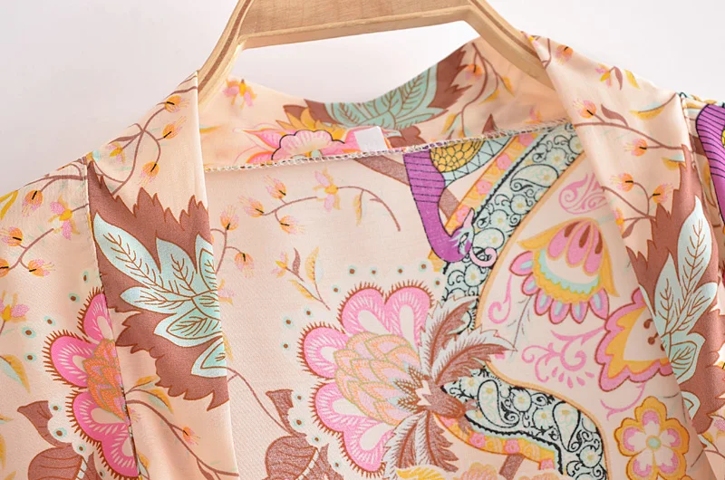 Kimono Court Femme | Haori Beige Bohème