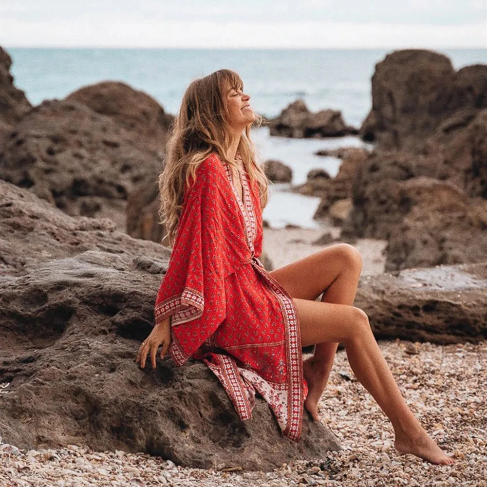 Kimono Long Femme | Rouge Bohème