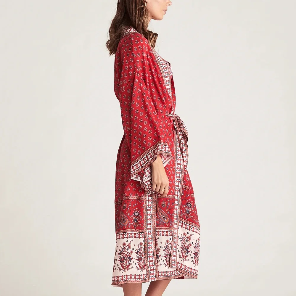 kimono boho long en tissu léger pour femme