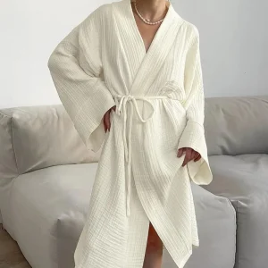 Peignoir Kimono Femme Gaze De Coton | Hotel