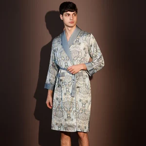 Peignoir Kimono Pour Homme - Mandala Beige