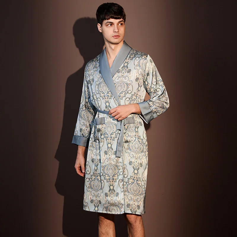 Peignoir Kimono Pour Homme - Mandala Beige