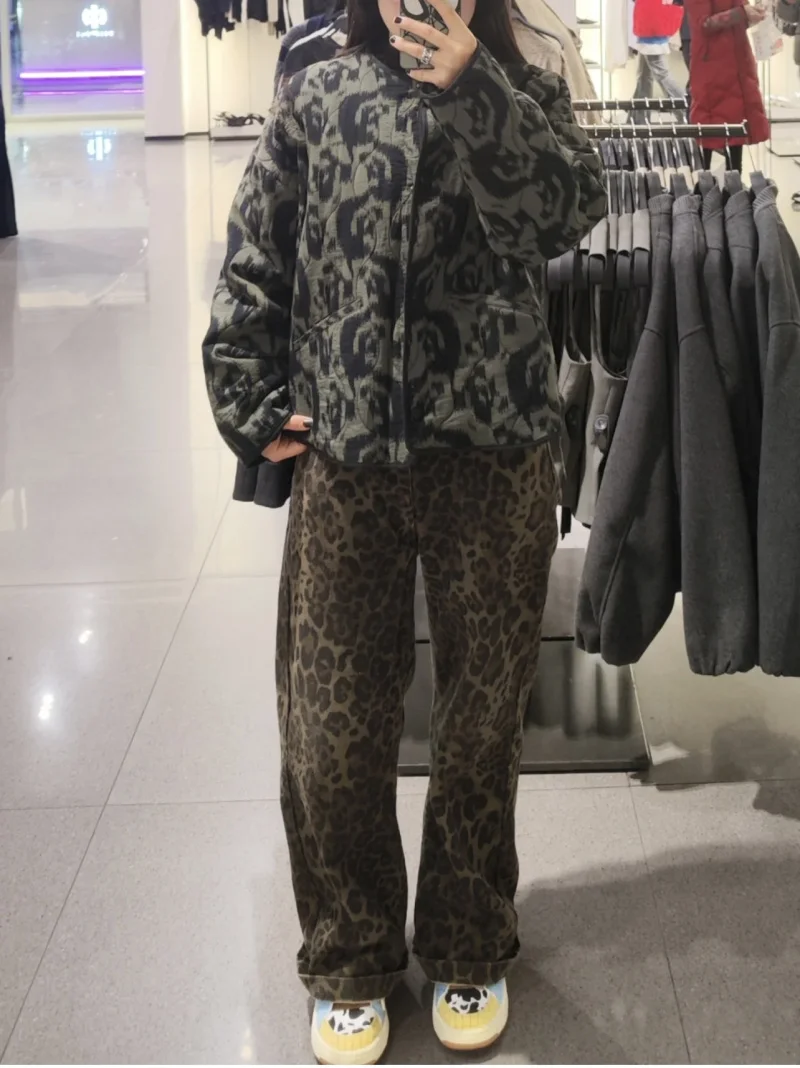 kimono matelassé en couleur kaki avec imprimé