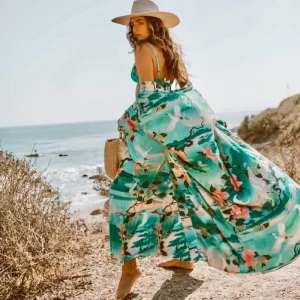 Kimono Long Femme Yukata | Vert Bohème