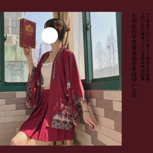 Veste Kimono Unisexe| Haori Rouge