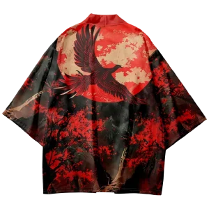 Veste Kimono Homme | Haori Oiseau Rouge