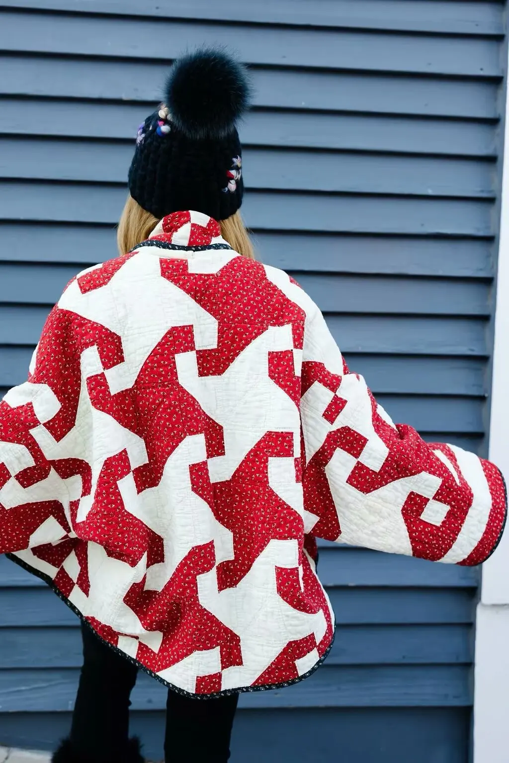 veste longue matelassée rouge pour femme