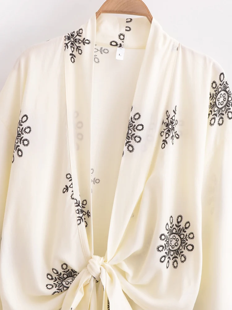 kimono court femme style bohème blanc