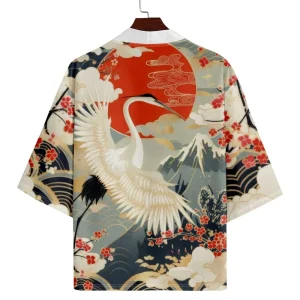 Veste Kimono Homme | Haori Rouge Cicogne