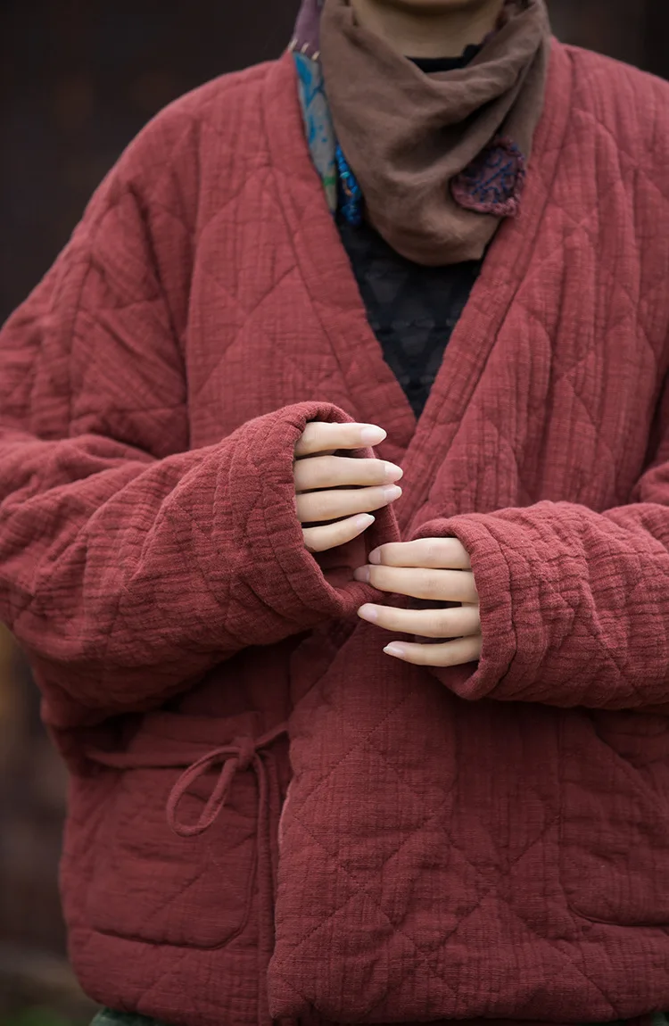 veste rouge style kimono pour l'automne