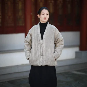 Veste Kimono Matelassée En Lin Pour Femmes | Élégance Simple