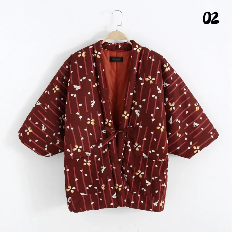 veste matelassée style kimono avec imprimé fleurs