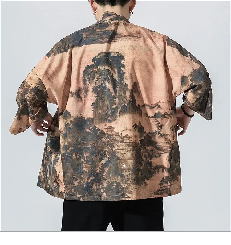 haori moderne en rose pour hommes