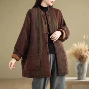 Manteau Kimono Femme Ethnique Marron Chic