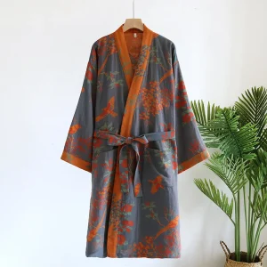 Peignoir Kimono Pour Homme En Coton Cerisier