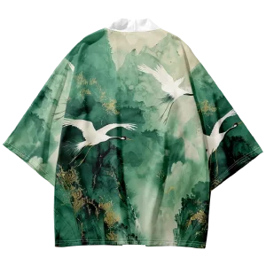 Veste Kimono Homme | Haori Vert Cicogne