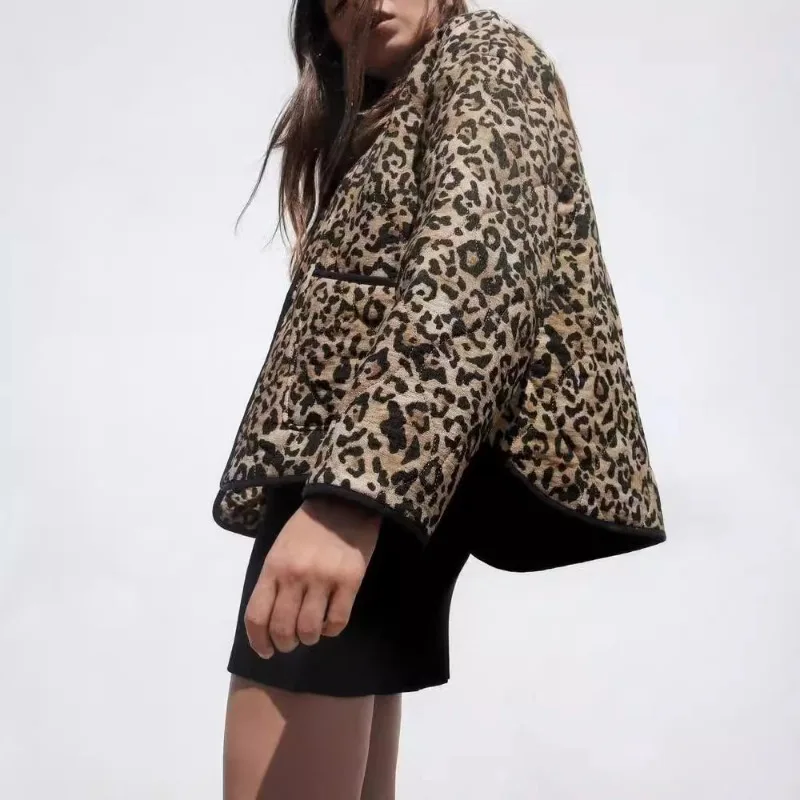 veste matelassée imprimée en léopard