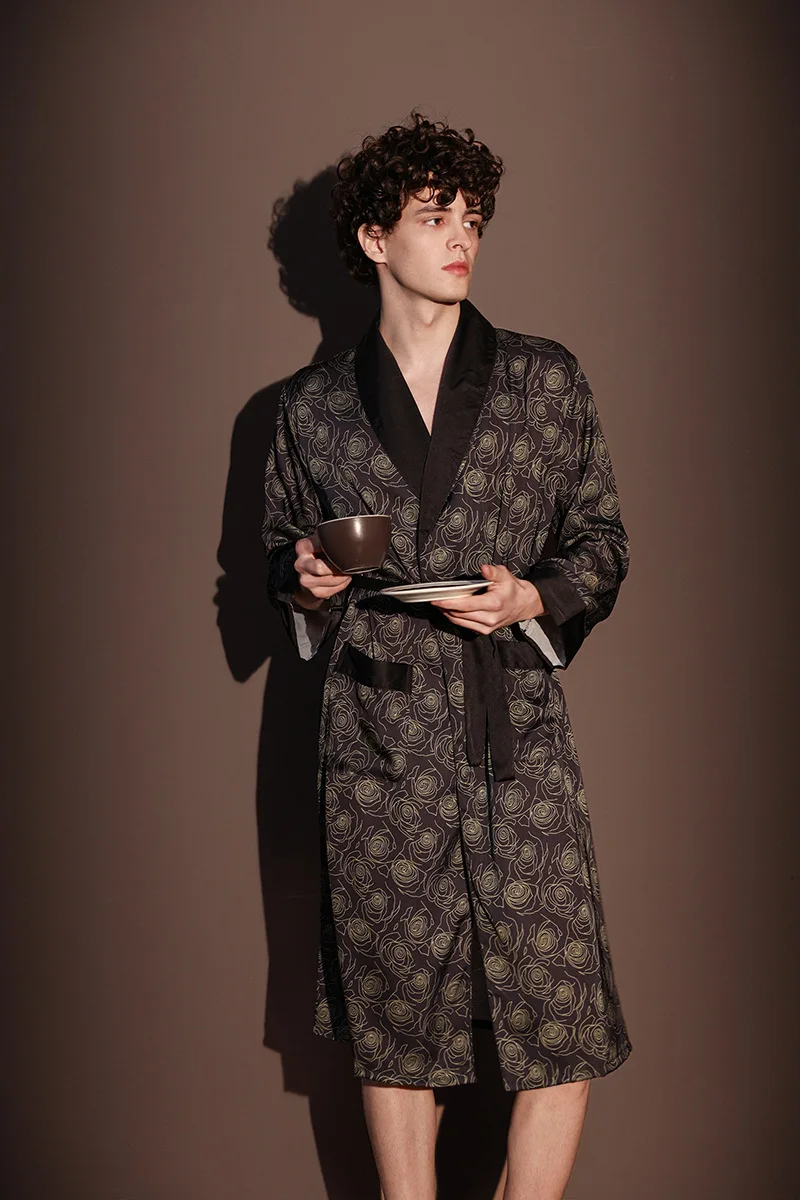 peignoir kimono pour homme motifs tourbillons élégant