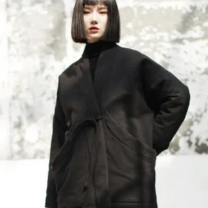 manteau de mode kimono noir